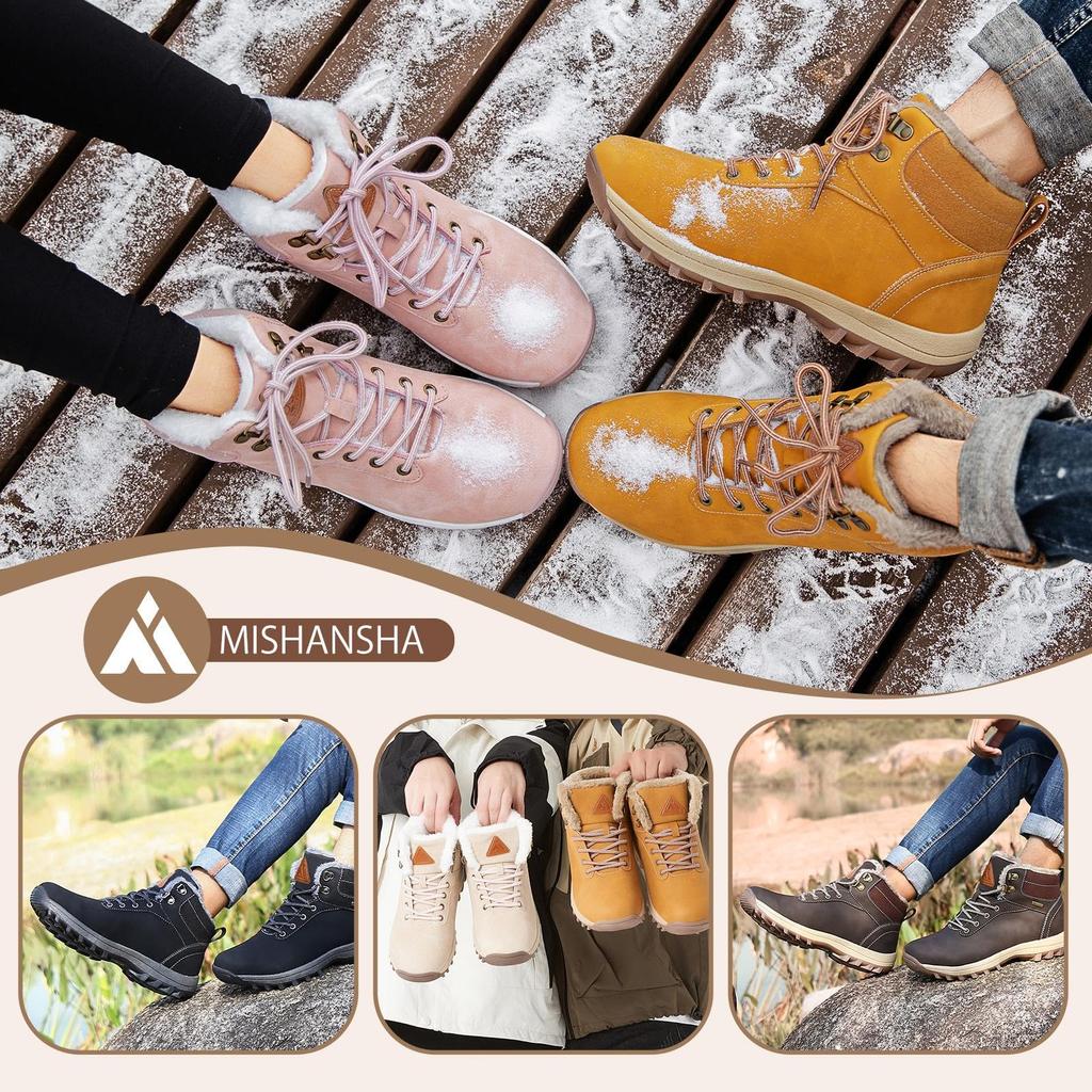 Mishansha and Winter Snow Trekking Shoes with Fleece Cold Weather Hiking Mountaineering Outdoor Size Men's Women's Boots, Lining, Protection, Boots,