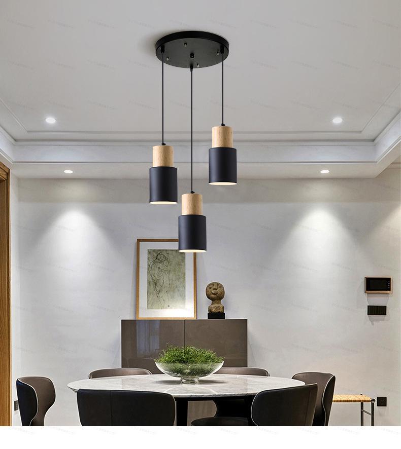 Nordic Wrought Iron & Solid Wood Bedside Pendant Lamp - Multicolor, Creative Fresh Design