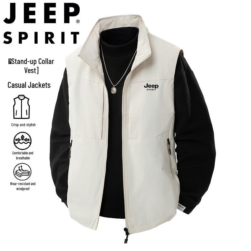 JEEP SPIRIT Men's Casual Stand Collar Sleeveless Vest