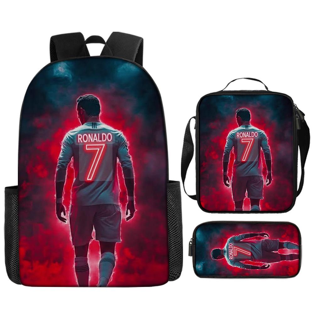 Zaino Stampato Stella del Calcio Zaino Scolastico per Bambini in Tre Pezzi Zaino Cartone Animato per Studente di Scuola Elementare