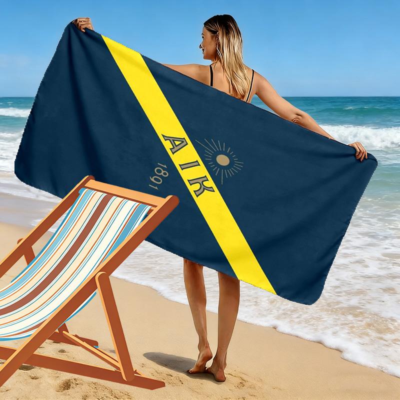 AIK Football Print Beach Towel, Large Soft Quick Dry Towel for Beach Camping Swimming