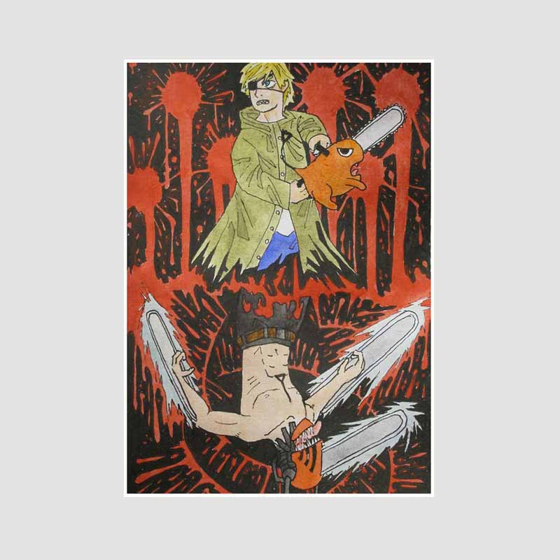 

Японське аніме Chainsaw Man Poster Естетичні ретро білі паперові постери Настінні принти Домашній декор Вітальня Бар Оформлення Художній живопис Подарунки 42x30cm