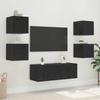 Wall Mounted TV Cabinet with LED Lighting Black Oak Effect 30.5 X 35 X 30 Cm