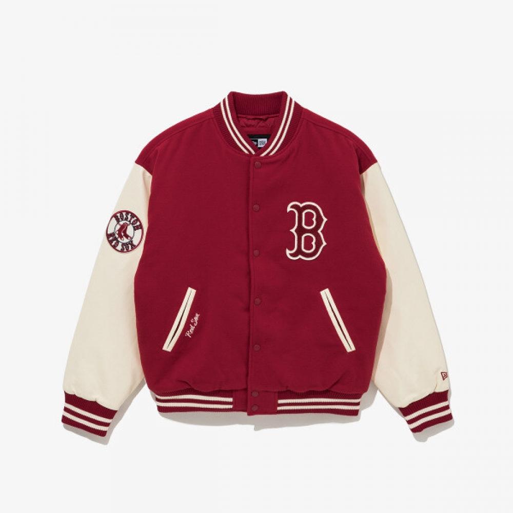 New Era Mlb Boston Red Sox Kurtka Varsity z Naszywkami Czerwona 14742028