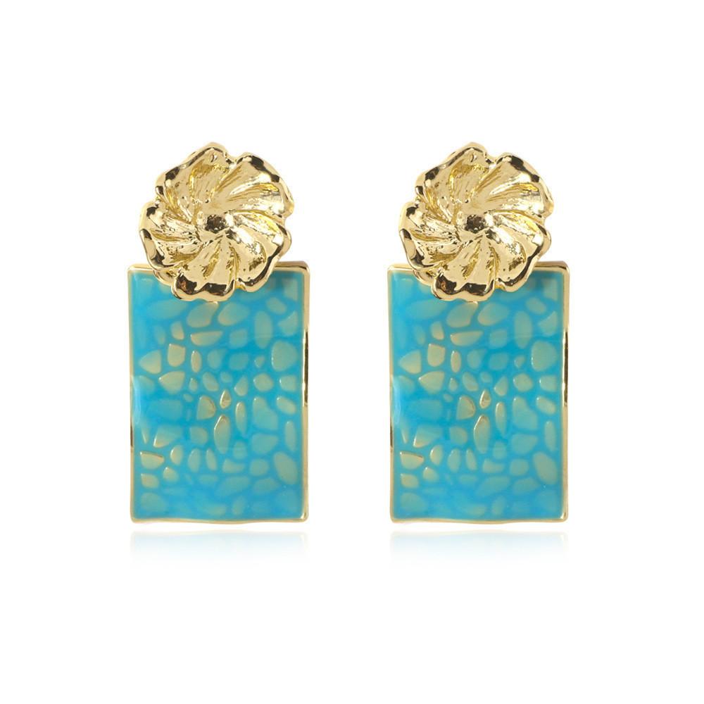 Flower Trendy Alloy Earrings Multicolor Rectangular Fashion For Women 2021