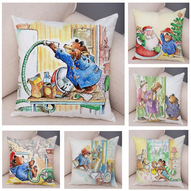 

Диван Детская Комната Декор Симпатичные Животные Наволочка Домашний Декор Наволочка Британский Мультфильм Медведь Чехлы