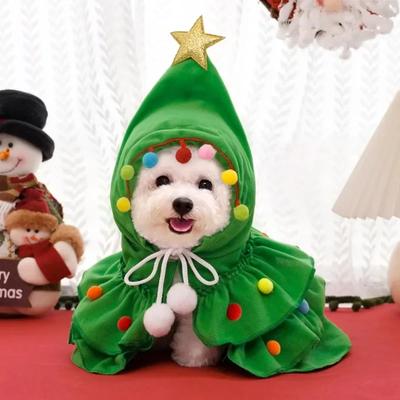 Christmas Pet Costumes Dog Cloaks Pet Shawls Puppy Role-playing Christmas Tree Costumes Holiday Happy Outerwear Supplies