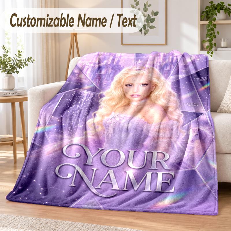 Lady Gaga Custom Name Flannel Throw Blanket Soft Warm for Sofa Bed Indoor Home Use