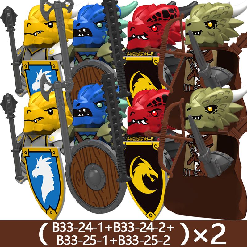 Medieval Castle Soldier Figures Building Blocks Knight Orc Warrior Dragon Wolf Animals Battle Flags Accessories Bricks Toys Boys