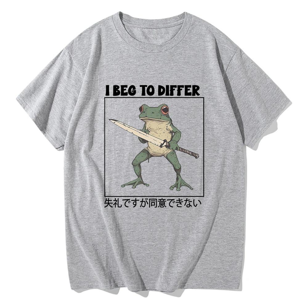 I Beg To Differ Frog T Shirt Funny Japanese Frog Retro Clothing Harajuku Clothes Summer Graphic T Shirts Tops Aesthetic Clothes