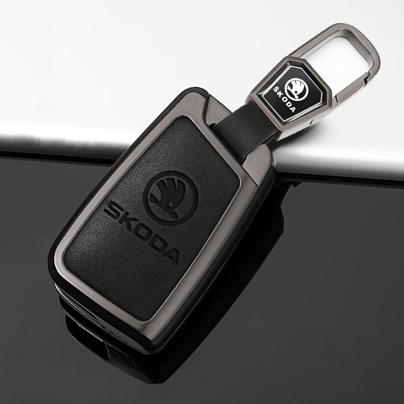 DAYB7 Car Flip Remote Key Fob Case Cover For Skoda Octavia A5 A7 Fabia Superb Kodiaq Karoq Protector Shell Bag Keychain Accessories