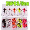 New 25PCS/Box Fishing Jig Head Hooks with Spinner Underspin Crappie Fishing Jighead with Willow Blade Fishing Lure Hook Tackle