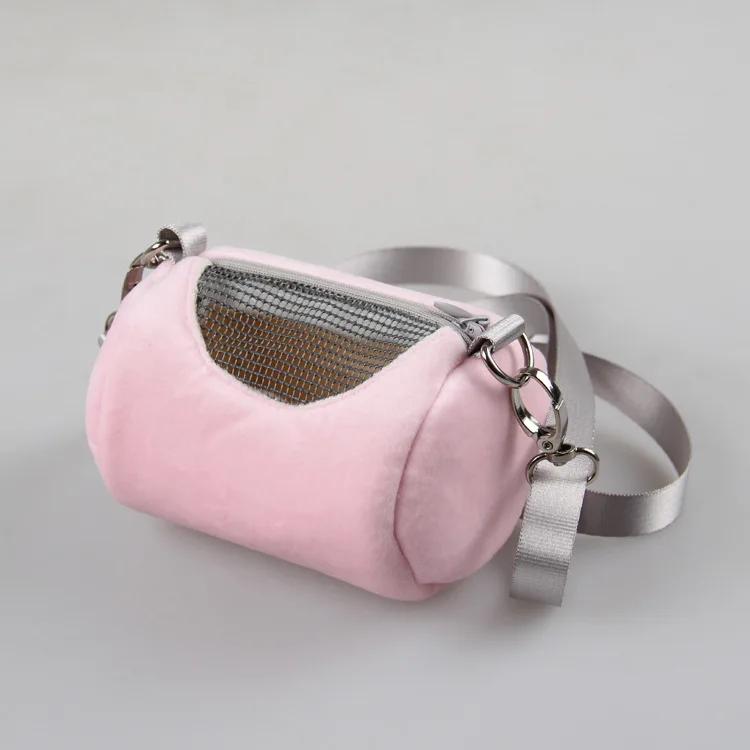 Hamster Carrier Cute Bag Small Pet Outing Cylinder Shoulder Guinea Warm Breathable Bed Squirrel Hedgehog House Cage Nest Supply