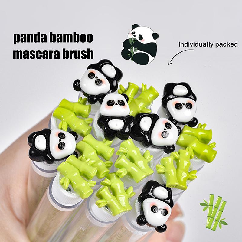 1/2/5Pcs Cute Panda Bamboo Eyelash Brush Tubes With Lash Mascara Wands Eyebrow Comb Spoolies Applicators Makeup Tools