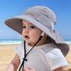 Children's Outdoor Wide-Brim Neck-Protection Hat, Breathable Mesh Sun Hat with Windproof Cord, Beach Play Hat