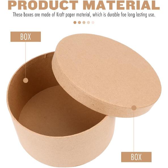 5 Pack Round Kraft Paper Cookie Boxes with Lids Cake Boxes Desserts Packaging Containers for Cupcakes, Candy,Muffin and Chocolate, 5.51x5.51x2.95