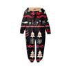 Christmas Print Family Matching Hooded Long Sleeved Zippered Jumpsuit Set