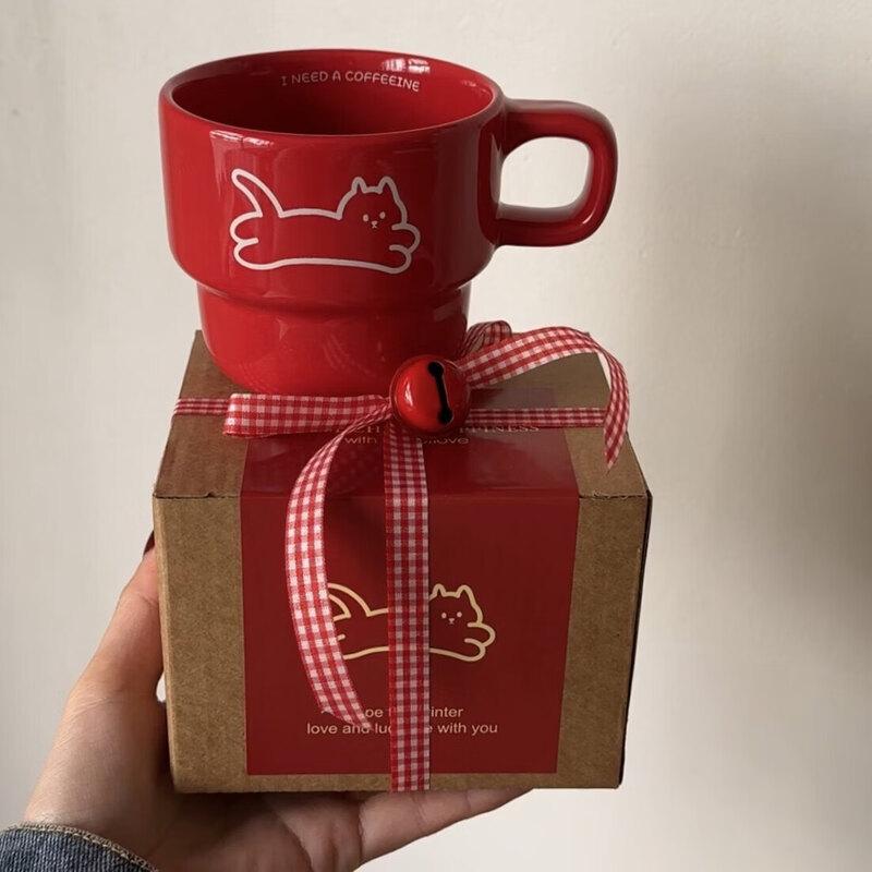 Ins Style Cute Cat Ceramic Mug with Coaster