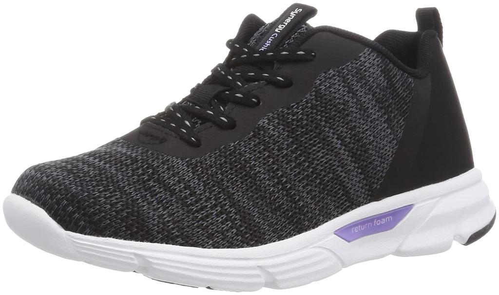 Moonstar Synergy Shock Wide SNGY 3E Cushion, Lightweight, Soft, Cushioning, Absorption, Breathable, Fit, Women's, L15, Black, 22.5 cm,