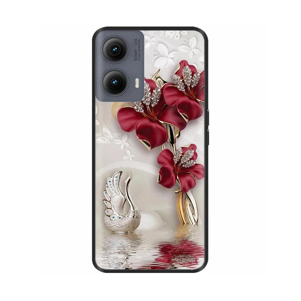 Silicone Casing For Motorola Edge 2024 Case Lovely Cartoon Soft TPU Black Cover For Moto Edge 2024 6.6" Shockproof Fundas Capa