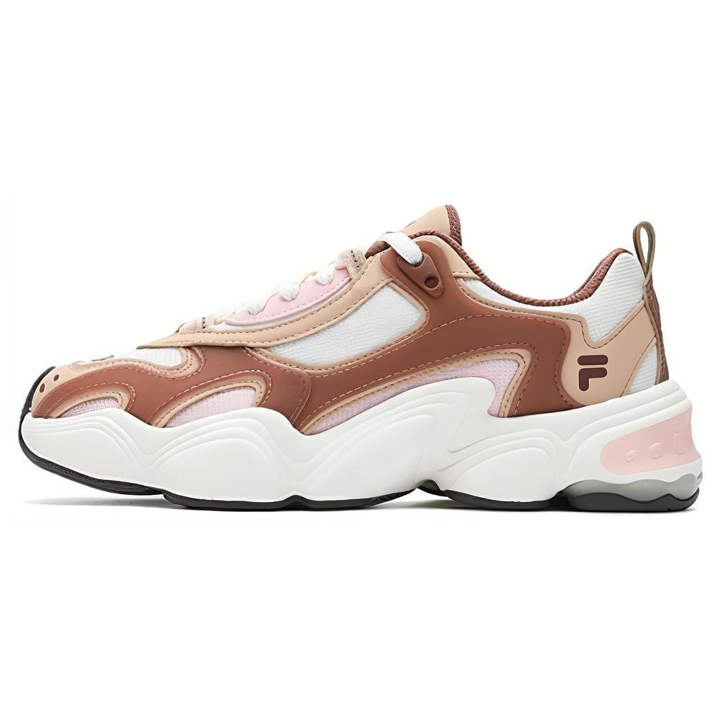 FILA Fusion Tenacity Fabric Synthetic Leather Comfortable Versatile Lightweight Low-Top Dad Shoes Women sneaker Brown White T12W411609FPW