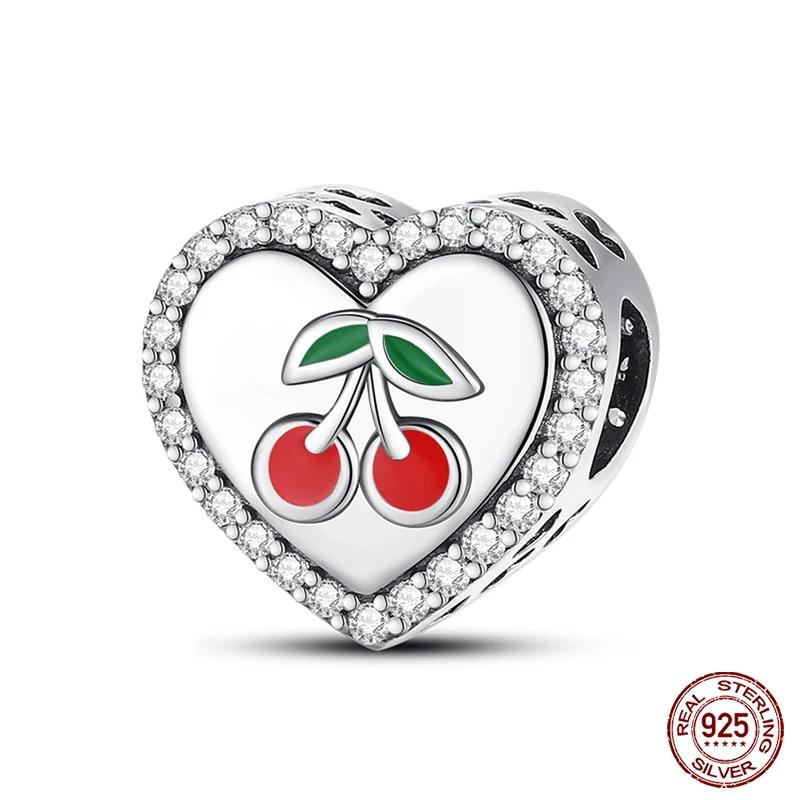 Copper Red Color Collection Heart Shape Charm Bead Charms Bead Charms Suitcase Pendant Compatible With Authentic Bracelets Lucky Jewellery Gifts