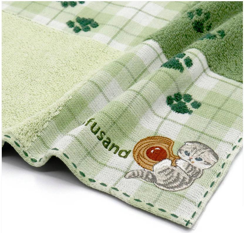 mofusand Towel Handkerchief (Cookie Nyan Green) Japan NEW