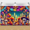 Day Of The Dead Photography Backdrop Skull Marigold Mexican Fiesta Día De Los Muertos Decoration Party Supply Photo Studio Props