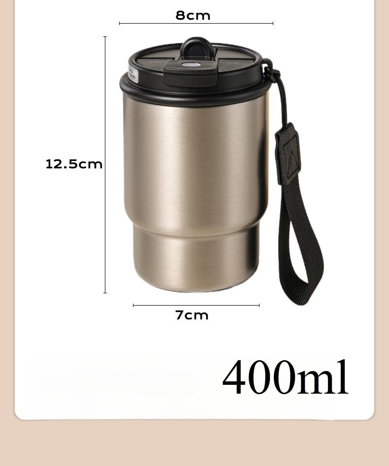 

1pc 316 Stainless Steel Double-spout Coffee Insulated Cup Light Luxury Portable Insulated Water Cup for Male and Female Students 400ml серый