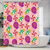 Bright Candy Print Shower Curtain Waterproof Bathroom Decor For Kids Room Polyester Fabric With Grommets Rings Set