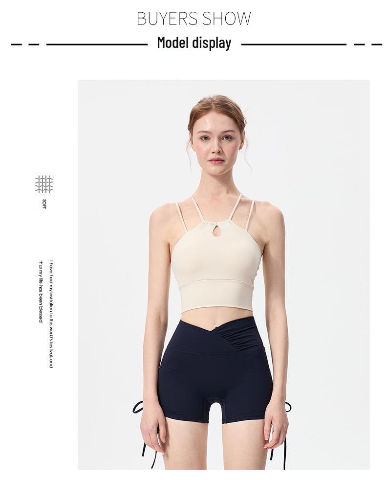 Women's High Waist Tummy Control Yoga Shorts with Side Drawstring - Quick-Drying, Peach Lift for Running, Cycling, and Fitness.