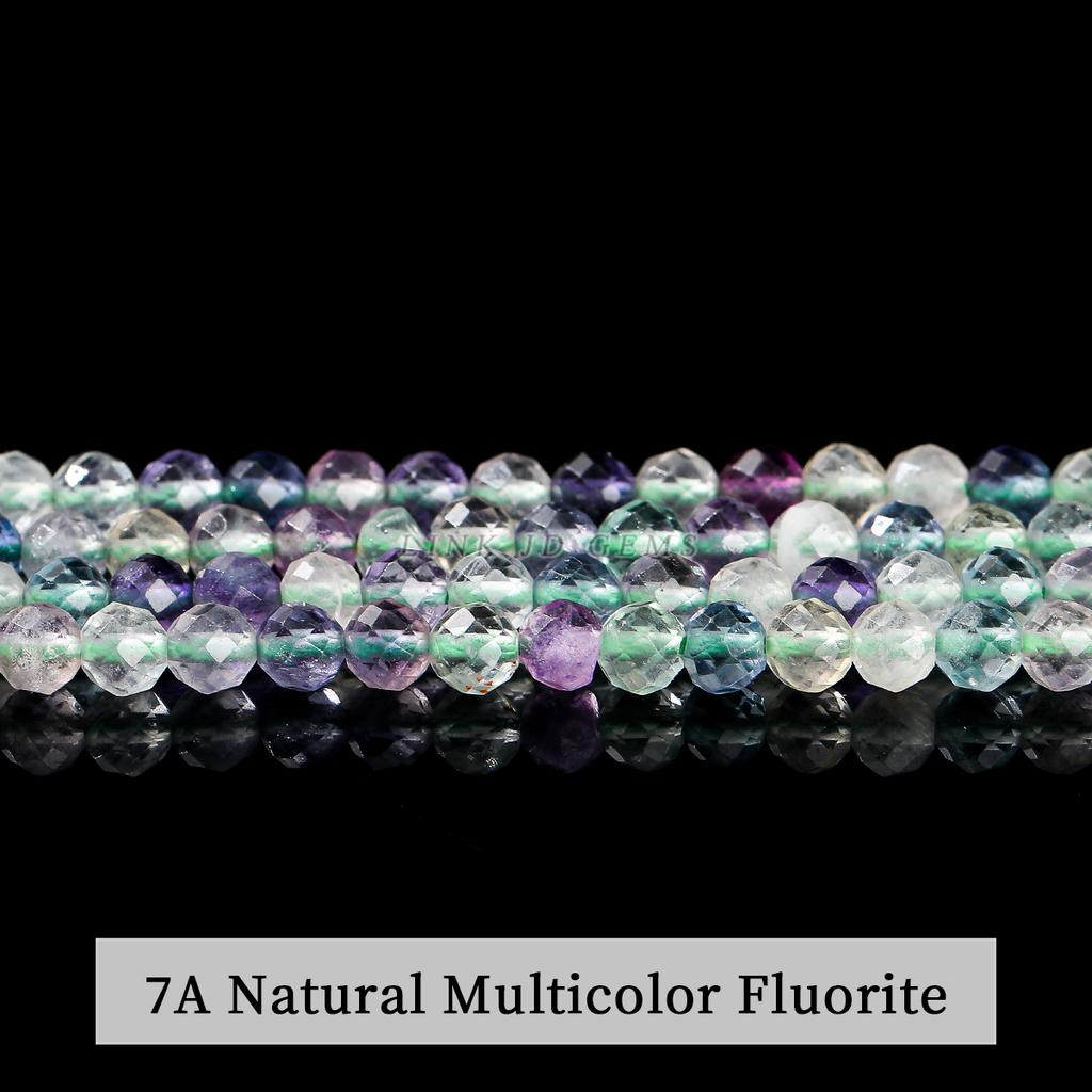 2 3 4mm Natürliche Facettierte Citrin Fluorit Amethyst Steinperlen Runde Mineralperlen Für Schmuckherstellung DIY Armband Zubehör