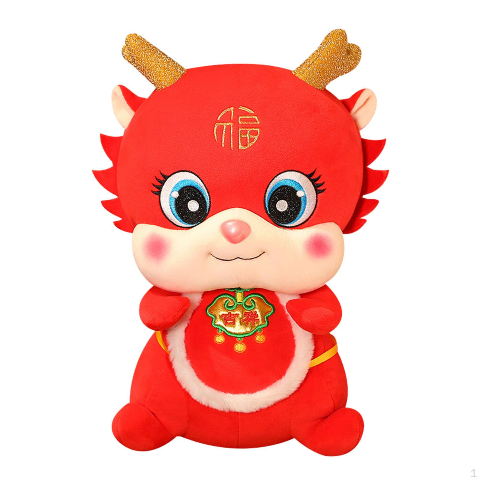 

Китайский Год Дракона Плюшевая Игрушка Мягкая Коллекция Животных Статуэтка Статуэтка для Офиса Детей красный