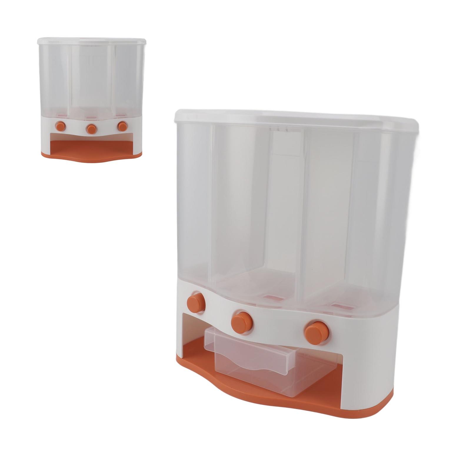 

3 Grid Cereal Dispenser Airtight Dry Food Storage Container Wall Mounted Grain Storage Container