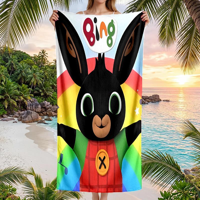 Bunny Fashion Beach Towel: Ideal for Summer Adventures Soft, Absorbent and Quick Drying Suitable for Swimming and Bathing