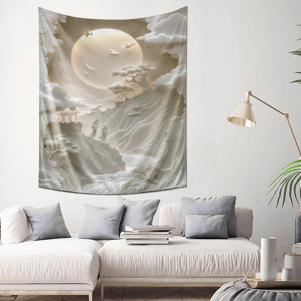 Enchanted Moonlit Landscape Wall Hanging Decorative Tapestry for Home Décor
