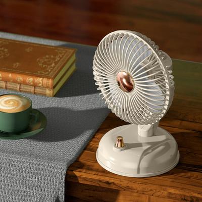 Vintage Schreibtischventilator mit 136 drehbarem Kopf, variabler Geschwindigkeit und leisem, wiederaufladbarem USB-Ventilator für Zuhause/Büro.