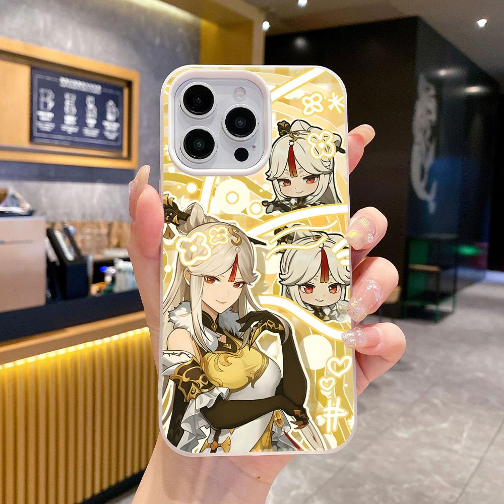 Game GI Ningguang Jelly Double layer White Mobile Phone Case for iPhone 17 16 15 14 13 12 11 Air Pro Max Plus Protective