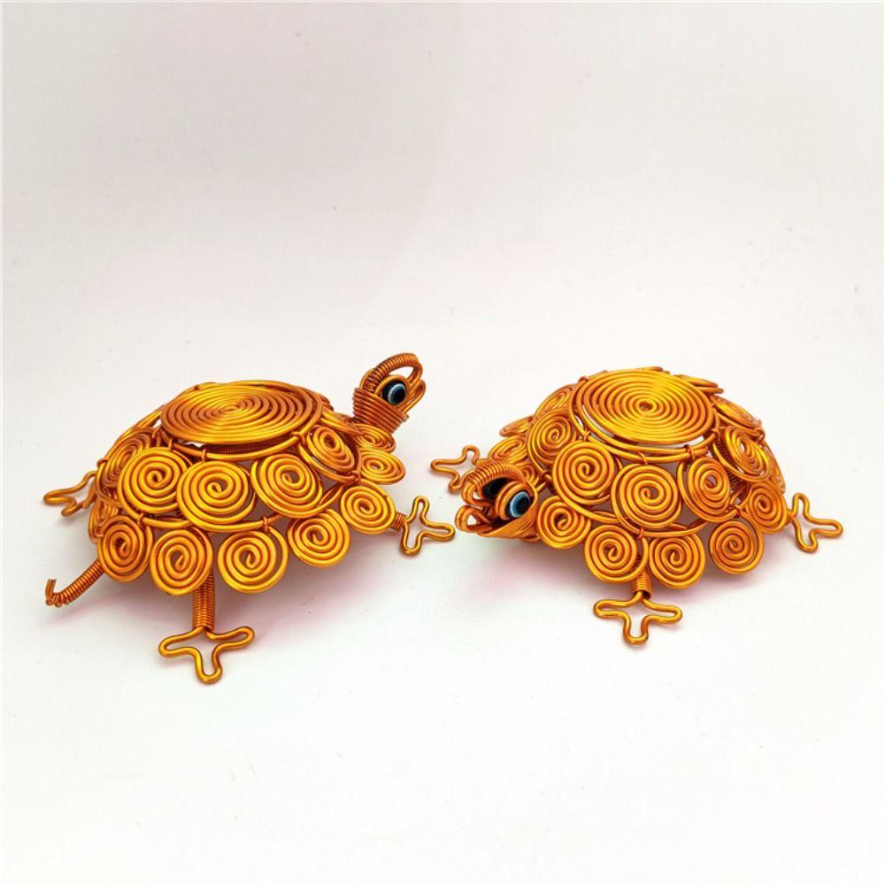 

Model Handmade Turtle Statue Woven Turtle Retro Ornaments Children Toys золотий