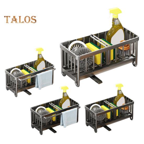 Organizer na gąbkę do zlewu kuchennego, odporny na rdzę i korozję, uchwyt na szczotki do zlewu kuchennego z automatycznym spustem