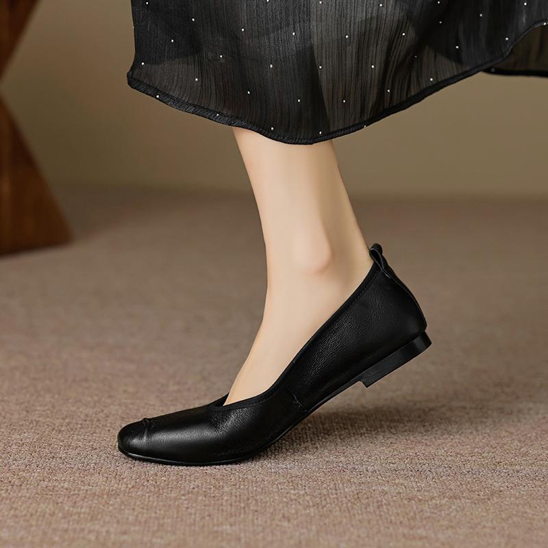 Fashion 2025 New Arrival Women Flats Heels Shoes Genuine Leather Soft Comfort Casual Shoes Woman Basic Spring Summer Flats Shoes