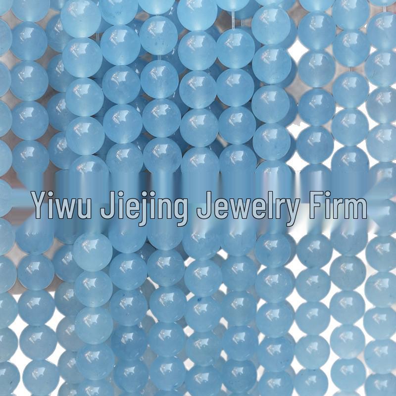 5A Transparent Ice Aquamarine Chalcedony Imitation Round Beads for DIY Handmade Jewelry, Light Blue Crystal.