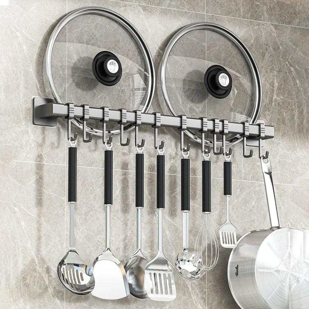 Adjustable Kitchen Hook Wall Mounted Hanging Rod New Storage Rack  Kitchen Utensils