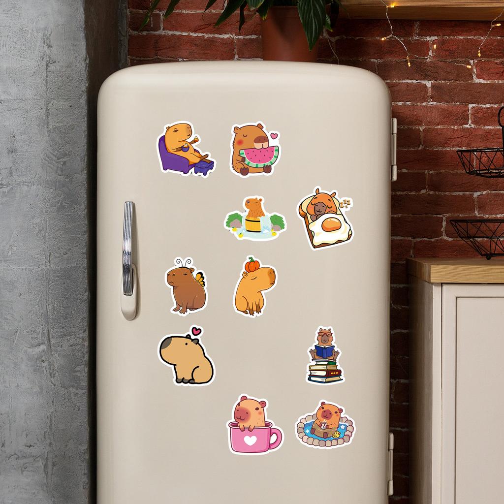 50Pcs Capybara Stickers Waterproof Cartoon Animal Decals Cute Cartoon Sticker for Water Bottle Skateboard Decor