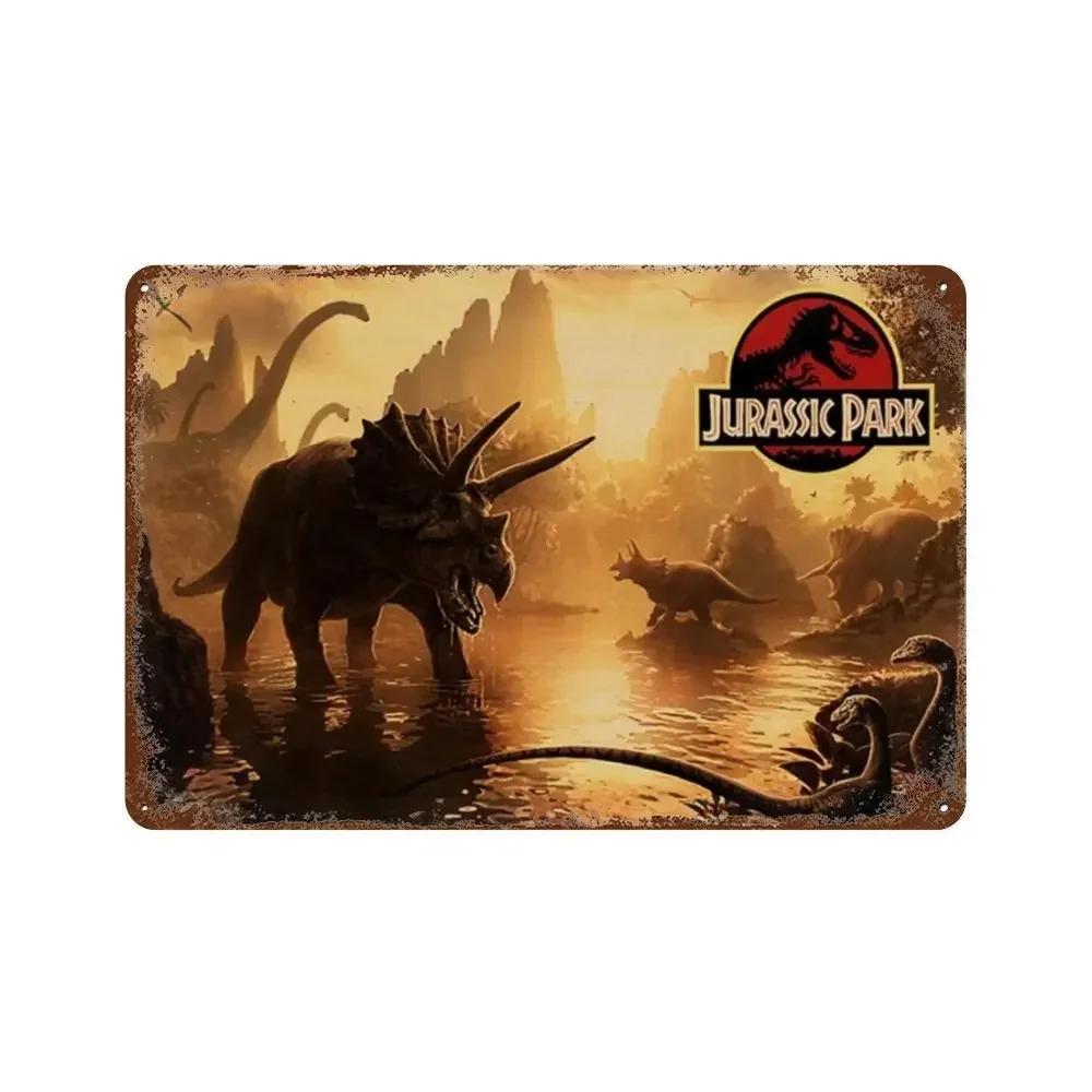Jurassic Park Dinosaur Science Fiction Movie Sign Decor Metal Plate Poster Vintage Tin Sign Garage Man Cave Plaque Decoration