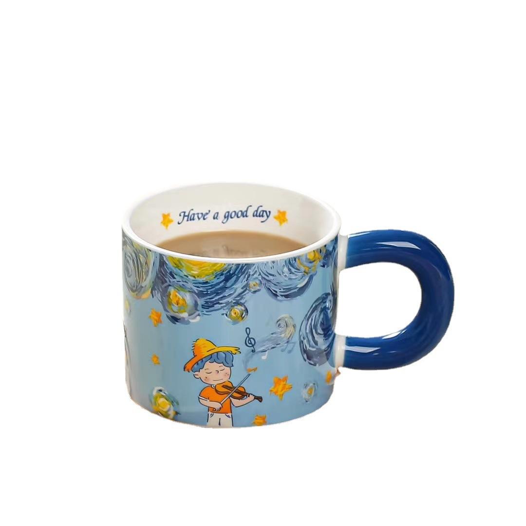 

Творческая высокая ценность кружка ниша керамическая чашка легкая роскошная кофейная чашка пара чашка для воды сувенир домашняя чашка 301-400ml