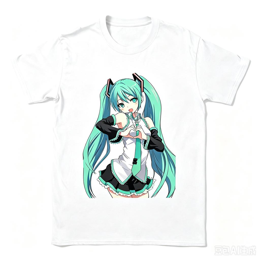 2026 New Japanese Hatsune Miku Anime Printed Cotton Retro Distressed Short‑Sleeved T‑Shirt Vintage For Adults And Kids