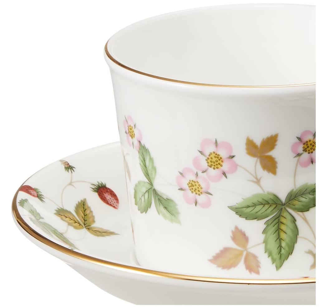 [Authentic Imported Product] Wedgwood Bone China Wild Strawberry Pair Coffee Cup & Saucer (Delphi) Wedding Gift 1053377