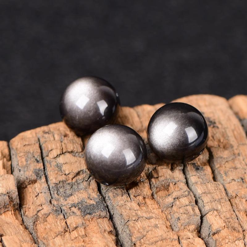 Natural Double Gold Eye Obsidian Beads Pixiu Bracelet with Silver Sheen Crystal Accessories