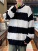 Unisex Japanese Striped Crew Neck Sweater – Cozy Loose Fit for Autumn/Winter